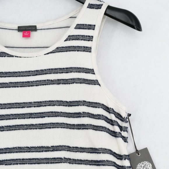 Vince Camuto Womens Striped Fringe Tassel Trim Sleeveless Knit Short Dress - Picture 4 of 7